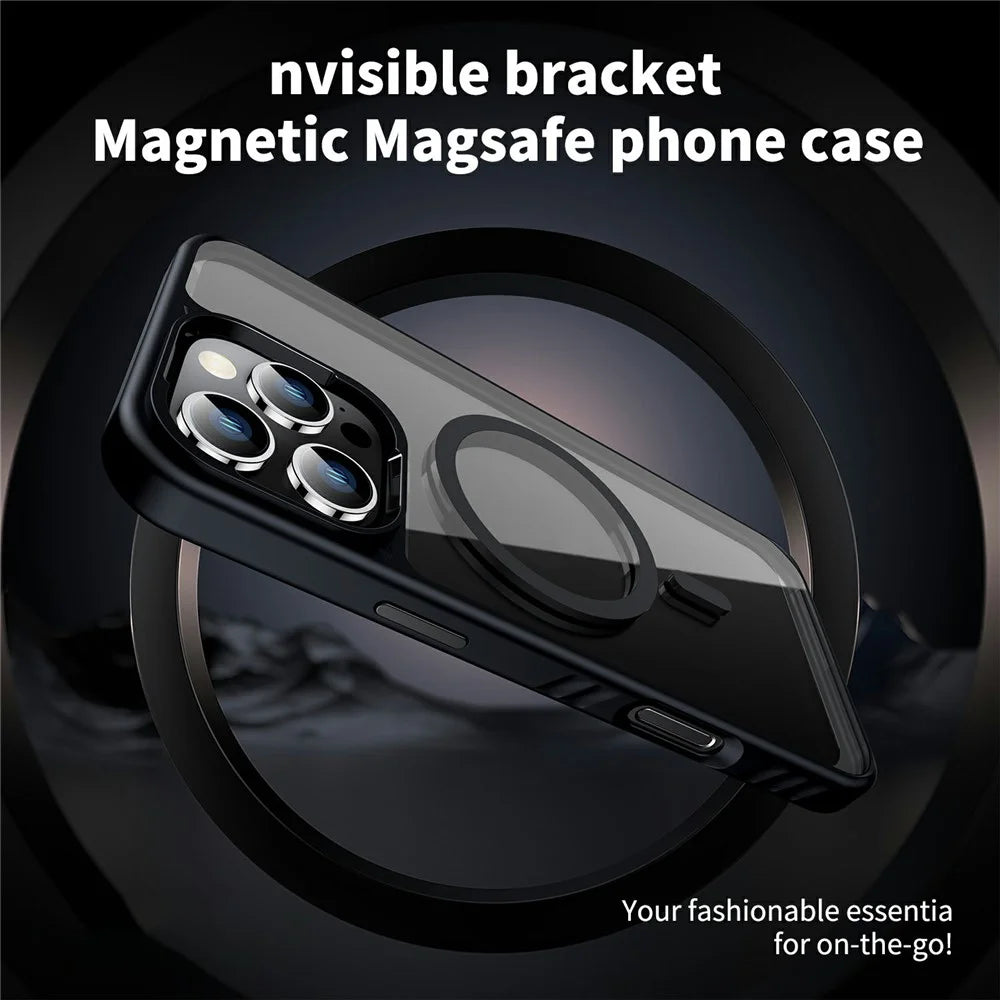 For iPhone 16 Pro Case Compatible with MagSafe TPU + PC Shockproof Phone Back Cover - Black - 2
