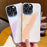 For iPhone 15 Pro Max Case Electroplated Watercolor PC + PU Leather Phone Back Cover - Light Pink - 7