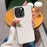 For iPhone 16 Pro Case Electroplated Silver Edge Rhombus Pattern PC + PU Leather Phone Back Cover - White - 3