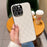 For iPhone 16 Pro Case Electroplated Silver Edge Rhombus Pattern PC + PU Leather Phone Back Cover - White - 4