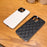 For iPhone 15 Pro Case Electroplated Silver Edge Rhombus Pattern PC + PU Leather Phone Back Cover - White - 7