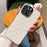 For iPhone 15 Pro Case Electroplated Silver Edge Rhombus Pattern PC + PU Leather Phone Back Cover - White - 4