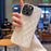 For iPhone 15 Pro Case Electroplated Silver Edge Rhombus Pattern PC + PU Leather Phone Back Cover - White - 6