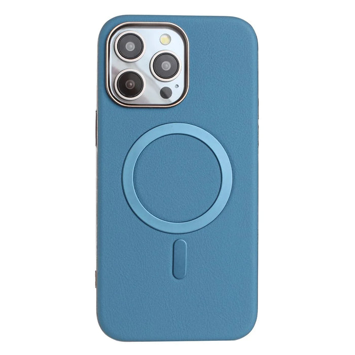 BINFEN COLOR BF40 For iPhone 16 Pro Max Case Compatible with MagSafe Electroplated PU + TPU Phone Back Cover - Baby Blue - 1