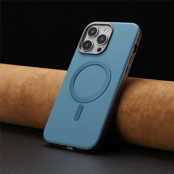 BINFEN COLOR BF40 For iPhone 16 Pro Max Case Compatible with MagSafe Electroplated PU + TPU Phone Back Cover - Baby Blue - 5