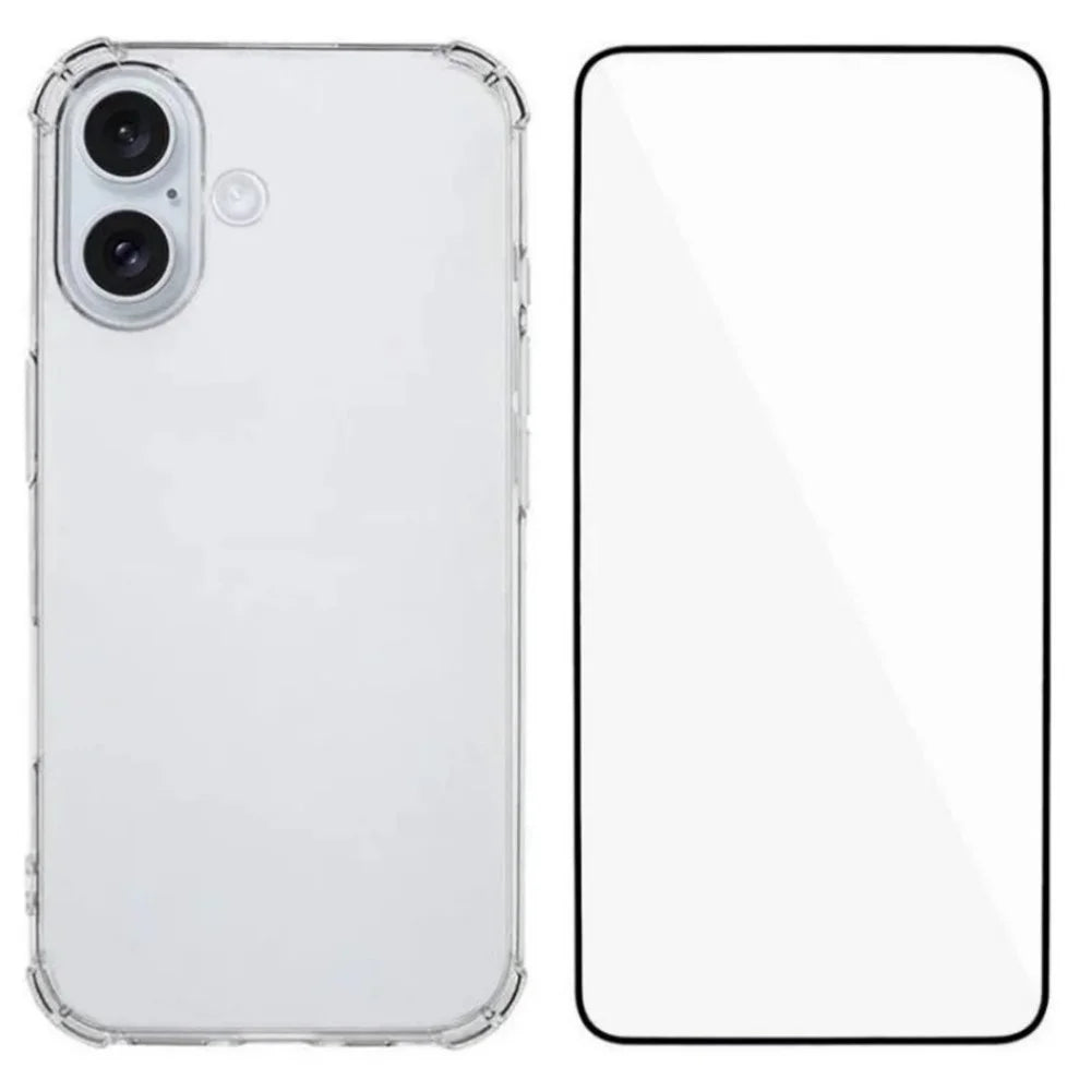 WANLONFENG WL3 Series For iPhone 16 TPU Case 1.5mm Phone Cover with Tempered Glass Film (Big Lens Hole) - 1