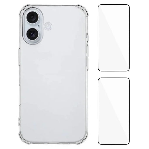 WANLONFENG WL3 Series For iPhone 16 TPU Case 1.5mm Phone Cover with 2Pcs Tempered Glass Films (Big Lens Hole) - 1
