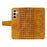 For Samsung Galaxy S24 FE Leather Case Wallet Stand Grids Imprinted Phone Cover with Strap - Yellow - 3