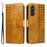 For Samsung Galaxy A56 5G / M56 5G Leather Case Wallet Stand Grids Imprinted Phone Cover with Strap - Yellow - 1