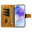 For Samsung Galaxy A55 5G Leather Case Wallet Stand Grids Imprinted Phone Cover with Strap - Yellow - 2