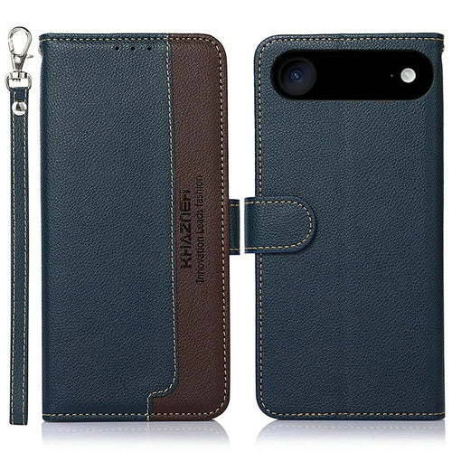 KHAZNEH For iPhone Air Case RFID Blocking Wallet Litchi Texture PU Leather Phone Cover - Blue - 1
