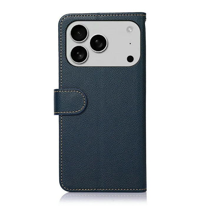 KHAZNEH For iPhone 18 Pro Max / 17 Pro Max Case RFID Blocking Wallet Litchi Texture PU Leather Phone Cover - Blue - 7