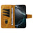 For iPhone 16 Pro Max Leather Case Wallet Stand Grids Imprinted Phone Cover with Strap - Yellow - 2