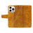 For iPhone 16 Pro Max Leather Case Wallet Stand Grids Imprinted Phone Cover with Strap - Yellow - 3