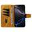For iPhone 16 Pro Leather Case Wallet Stand Grids Imprinted Phone Cover with Strap - Yellow - 2
