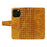 For iPhone 16 Pro Leather Case Wallet Stand Grids Imprinted Phone Cover with Strap - Yellow - 3