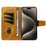 For iPhone 15 Pro Max Leather Case Wallet Stand Grids Imprinted Phone Cover with Strap - Yellow - 2