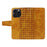 For iPhone 15 Pro Leather Case Wallet Stand Grids Imprinted Phone Cover with Strap - Yellow - 2