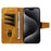 For iPhone 15 Pro Leather Case Wallet Stand Grids Imprinted Phone Cover with Strap - Yellow - 3