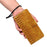 For iPhone 15 Pro Leather Case Wallet Stand Grids Imprinted Phone Cover with Strap - Yellow - 6