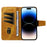 For iPhone 14 Pro Max Leather Case Wallet Stand Grids Imprinted Phone Cover with Strap - Yellow - 2