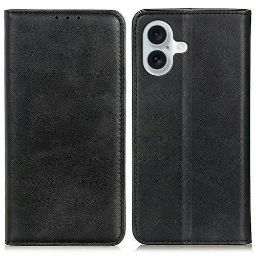 For iPhone 17 Case Split Leather Flip Wallet Phone Cover - Black - 1