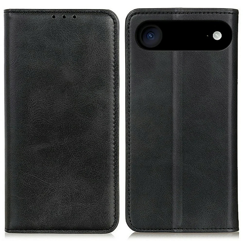 For iPhone Air Case Split Leather Flip Wallet Phone Cover - Black - 1