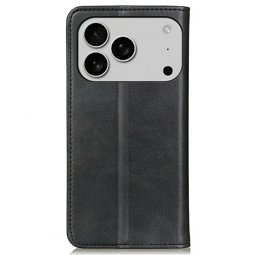 For iPhone 18 Pro Max / 17 Pro Max Case Split Leather Flip Wallet Phone Cover - Black - 7
