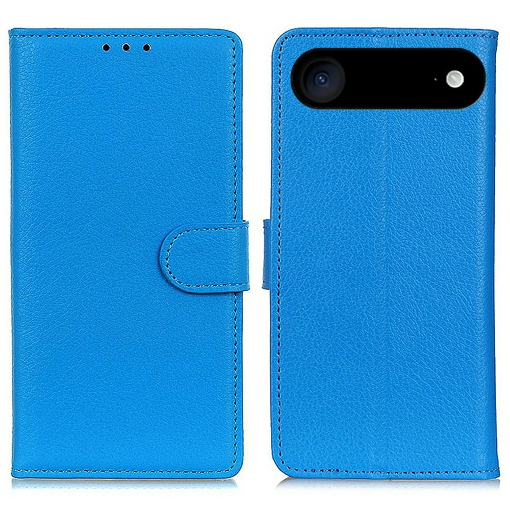 For iPhone Air Wallet Case PU Leather Phone Cover Litchi Texture - Blue - 1