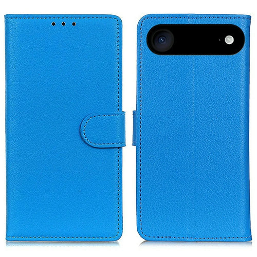 For iPhone Air Wallet Case PU Leather Phone Cover Litchi Texture - Blue - 1