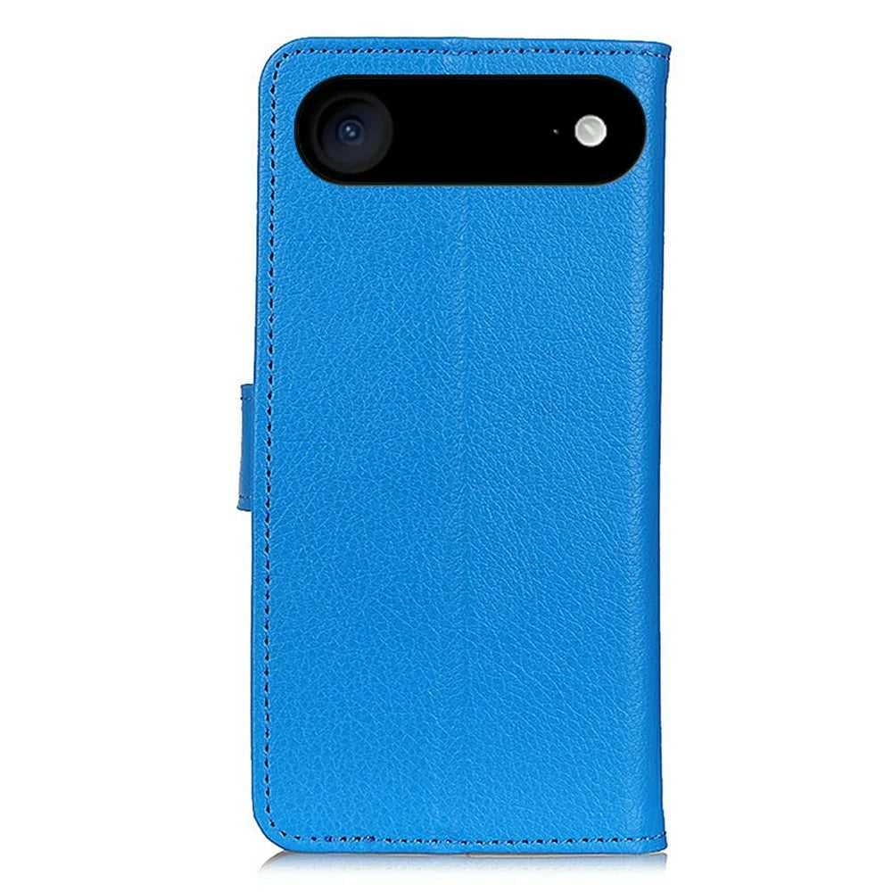 For iPhone Air Wallet Case PU Leather Phone Cover Litchi Texture - Blue - 7