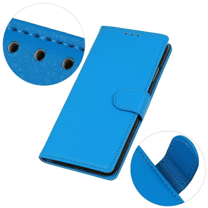 For iPhone 18 Pro / 17 Pro Wallet Case PU Leather Phone Cover Litchi Texture - Blue - 4