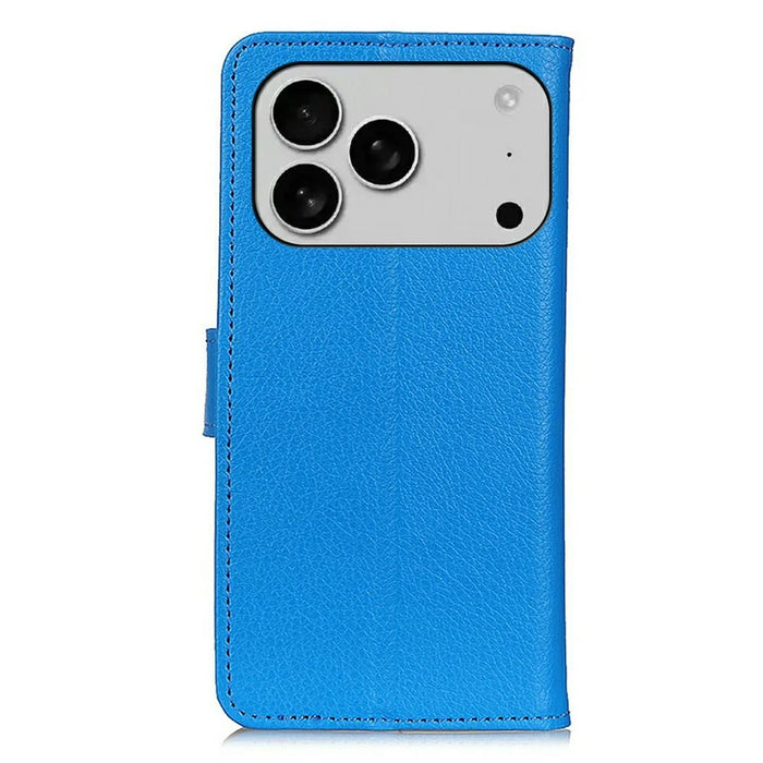 For iPhone 18 Pro / 17 Pro Wallet Case PU Leather Phone Cover Litchi Texture - Blue - 7