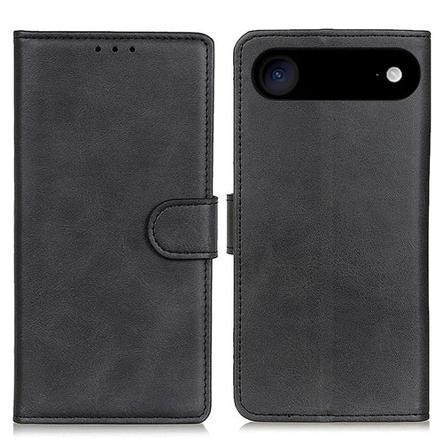 For iPhone Air Case Cowhide Texture Leather Wallet Stand Phone Cover - Black - 1