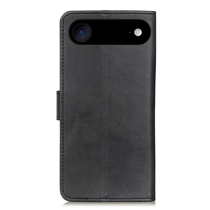 For iPhone Air Case Cowhide Texture Leather Wallet Stand Phone Cover - Black - 6