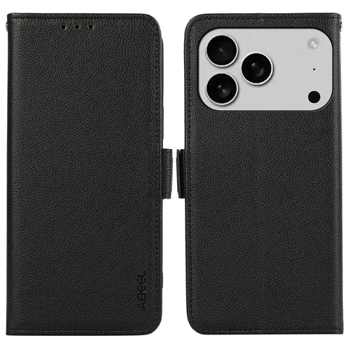ABEEL For iPhone 18 Pro Max / 17 Pro Max Case Litchi Texture Leather RFID Blocking Phone Cover - Black - 1