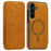 For Samsung Galaxy S25+ Magnetic Case RFID Blocking Card Holder Leather Phone Cover - Brown - 1