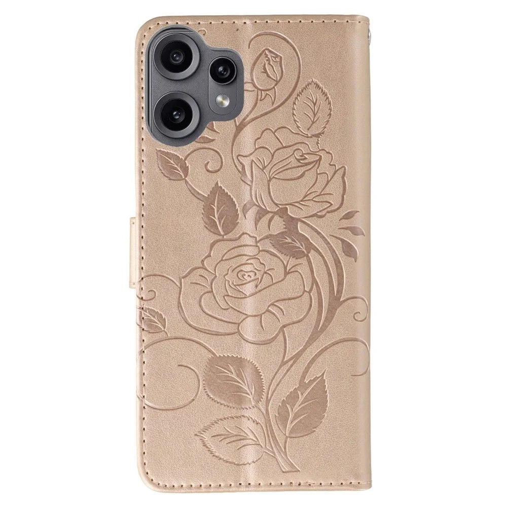 For Nothing CMF Phone 2 Pro  Case Wallet Stand Imprinted Rose Butterfly PU Leather Phone Cover - Rose Gold - 5