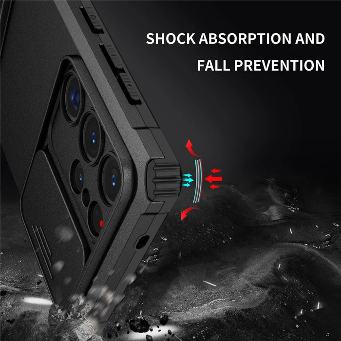 For Samsung Galaxy S25 Ultra Case Camera Slider PC + TPU Phone Cover with Kickstand - Black - 4