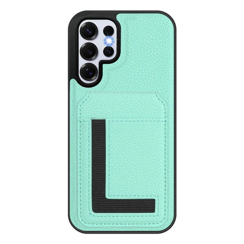 For Samsung Galaxy S25 Ultra Magnetic Case TPU + PU Leather Phone Back Cover with Detachable Card Holder - Mint Green - 1