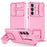 For Samsung Galaxy S23 FE Case Camera Slider PC + TPU Phone Cover with Kickstand - Pink - 1