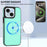 For iPhone 15 Plus Magnetic Case TPU + PU Leather Phone Back Cover with Detachable Card Holder - Mint Green - 6