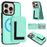 For iPhone 16 Pro Max Magnetic Case TPU + PU Leather Phone Back Cover with Detachable Card Holder - Mint Green - 2