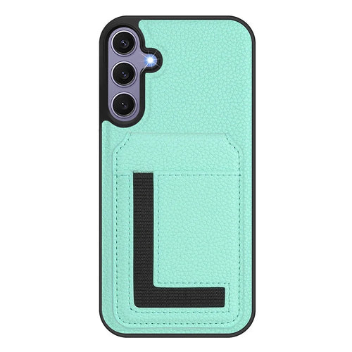 For Samsung Galaxy S25 Magnetic Case TPU + PU Leather Phone Back Cover with Detachable Card Holder - Mint Green - 1