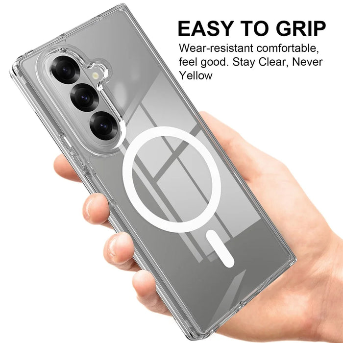 For Samsung Galaxy Z Fold7 5G Clear Phone Case Magnetic Case TPU+Acrylic Back Cover - Clear - 3