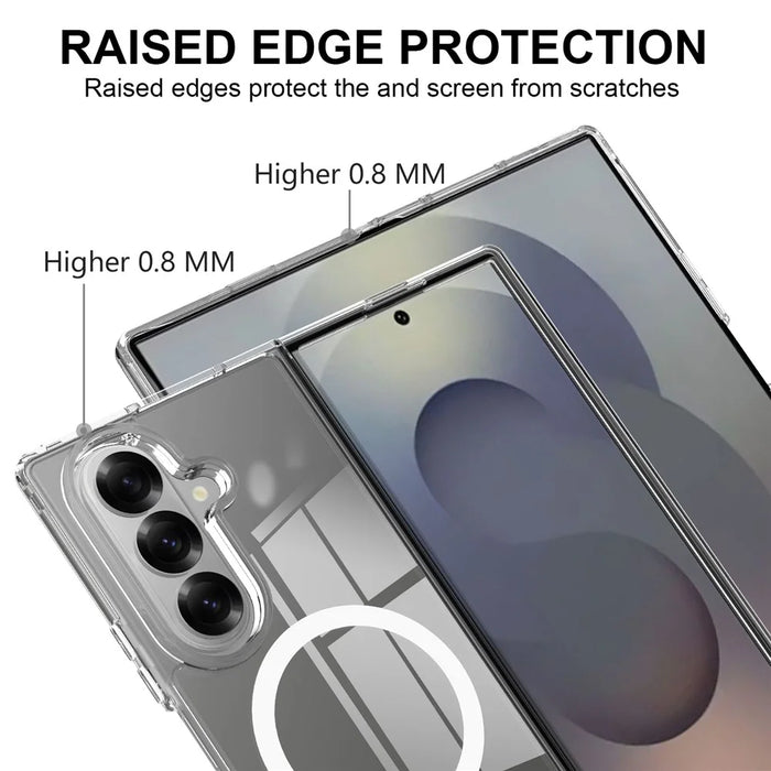For Samsung Galaxy Z Fold7 5G Clear Phone Case Magnetic Case TPU+Acrylic Back Cover - Clear - 5