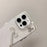 For iPhone 16 Pro Max Case Rhinestone Decor Glitter TPU Phone Cover with Bow Tassel - White - 5