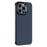 For iPhone 15 Pro Magnetic Case Lens Frame Kickstand Genuine Cow Leather + PC Borderless Phone Cover - Blue - 2