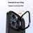 For iPhone 15 Pro Magnetic Case Lens Frame Kickstand Genuine Cow Leather + PC Borderless Phone Cover - Blue - 7
