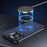 For iPhone 15 Pro Max Magnetic Case Lens Frame Kickstand Genuine Cow Leather + PC Borderless Phone Cover - Black - 4